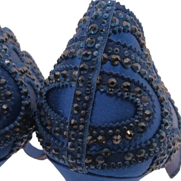 NEW Badgley Mischka Marla Blue Satin Beaded‎ Embellished Heels Size 8.5 - Picture 9 of 14